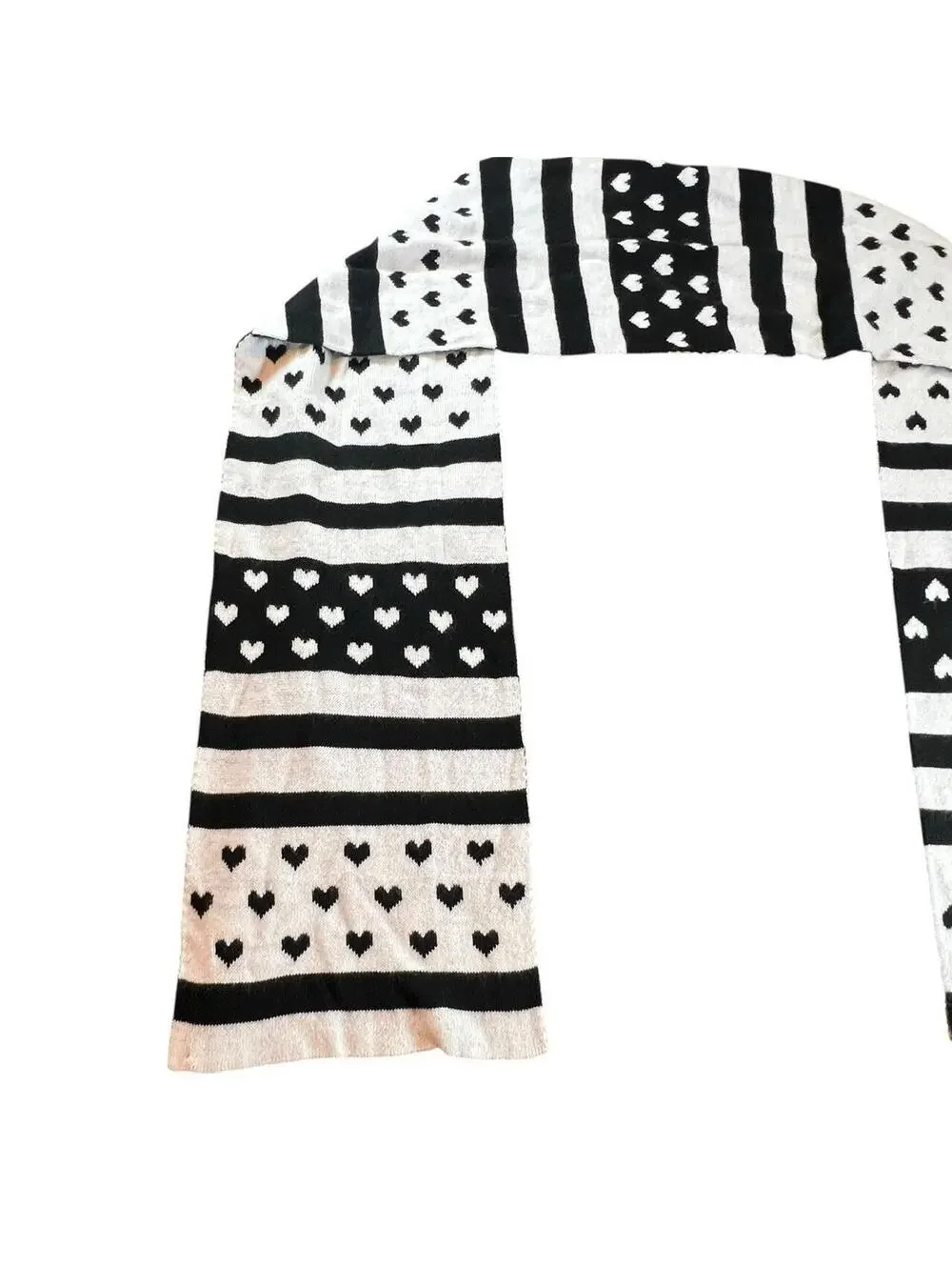 Black + White Heart Scarf